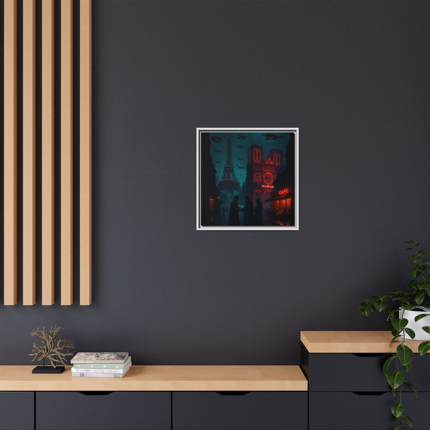 Neon Paris Dream Framed Matte Canvas