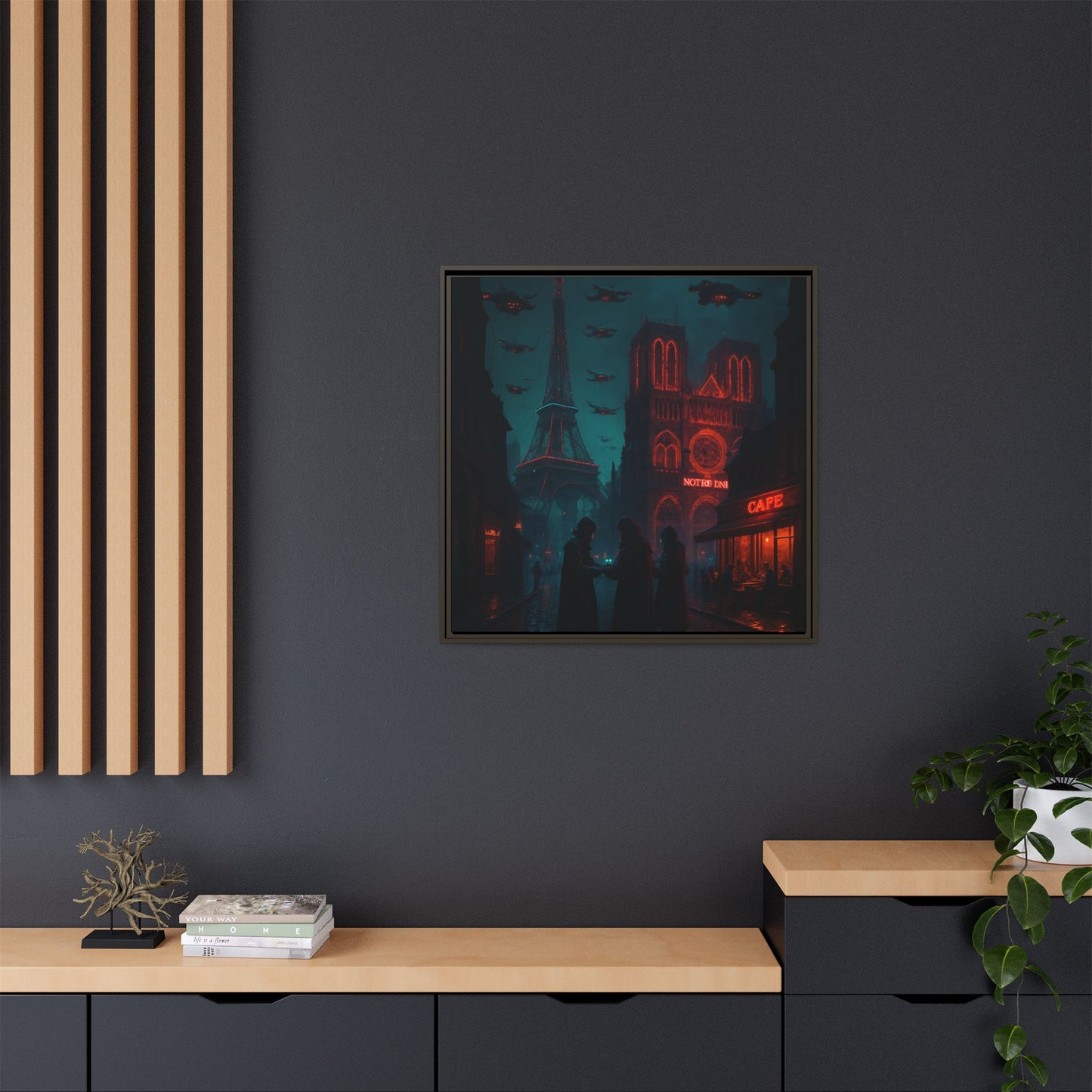 Neon Paris Dream Framed Matte Canvas