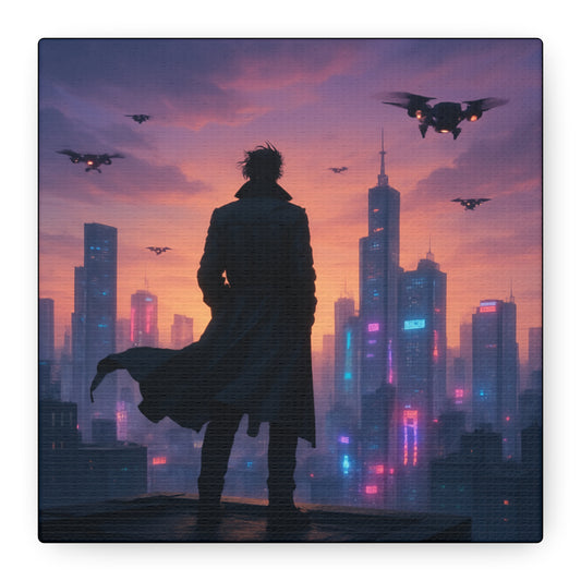 Future Skyline Sentinel Matte Canvas
