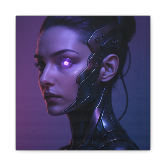 Futuristic Female Cyborg Matte Canvas