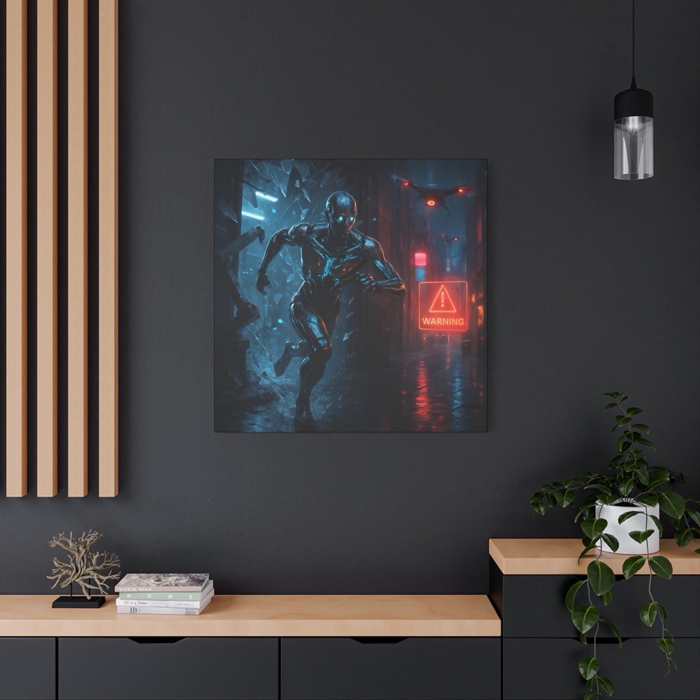 Neon Escape Futuristic Runner Matte Canvas