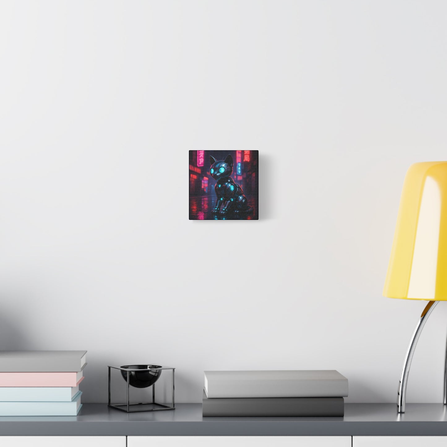 Cyber Neon Cat Matte Canvas