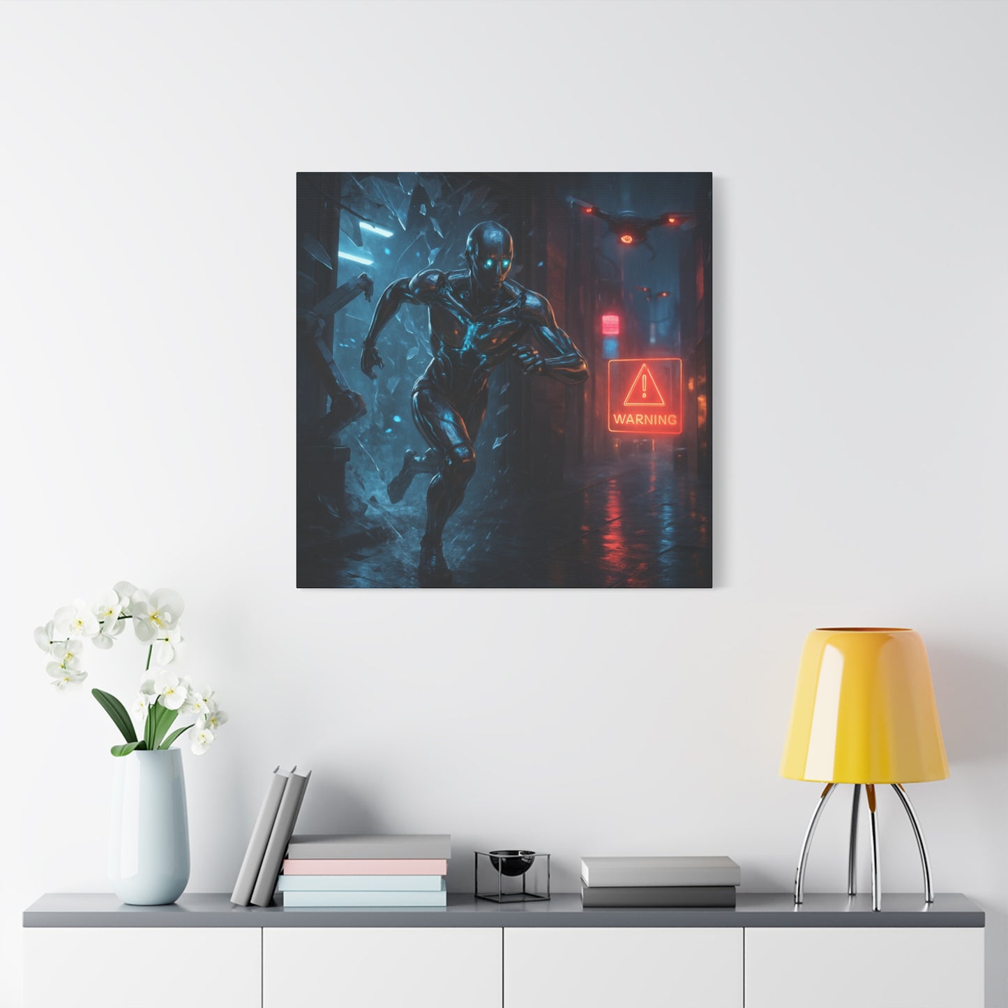 Neon Escape Futuristic Runner Matte Canvas