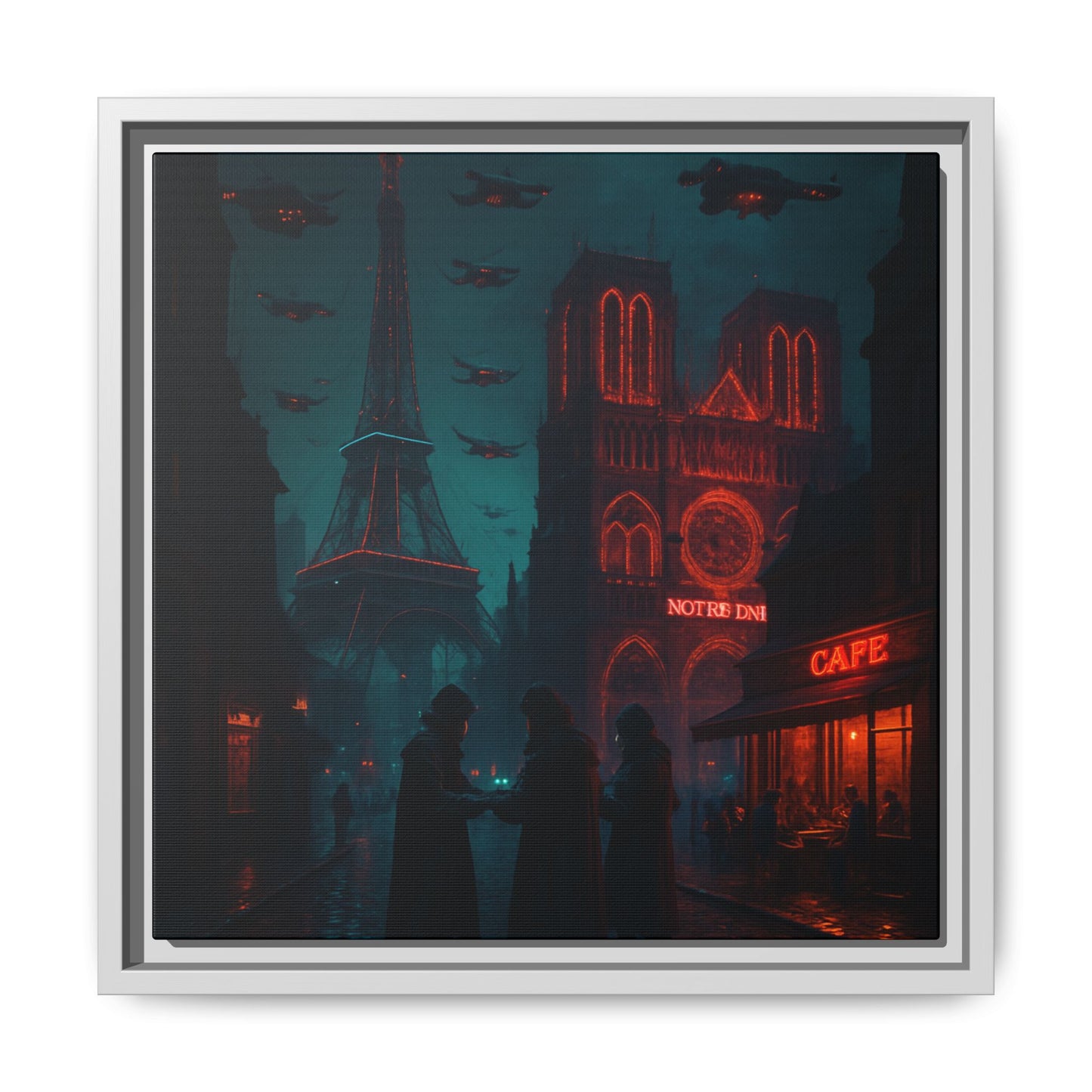 Neon Paris Dream Framed Matte Canvas