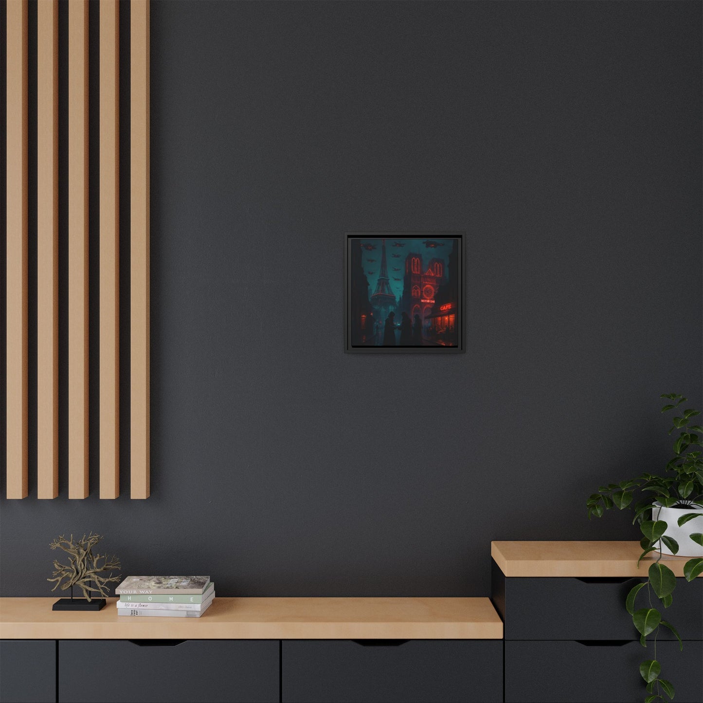 Neon Paris Dream Framed Matte Canvas