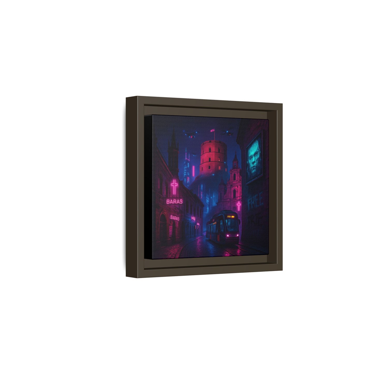 Night City Vilnius Framed Matte Canvas