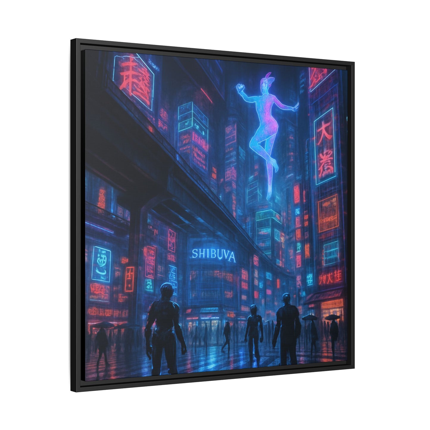 Neon Shibuya Spirit Framed Matte Canvas