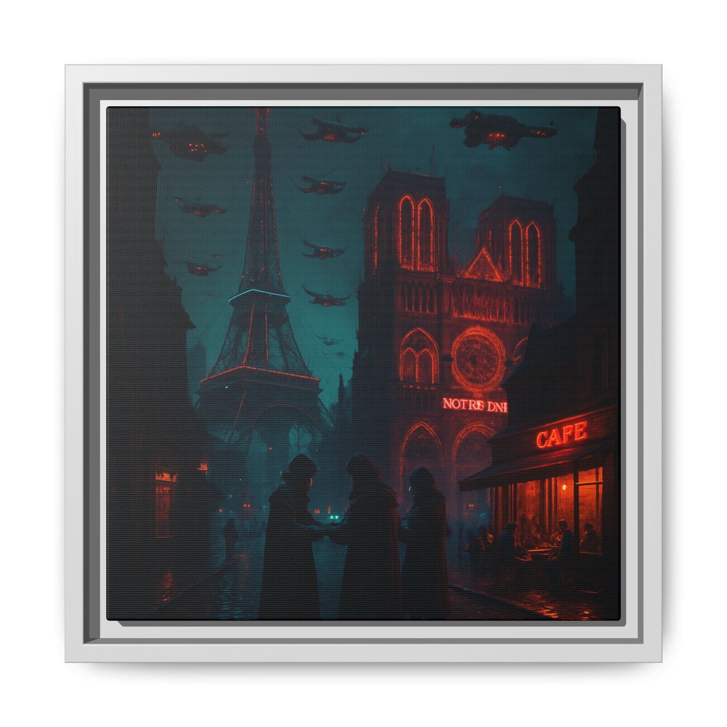 Neon Paris Dream Framed Matte Canvas
