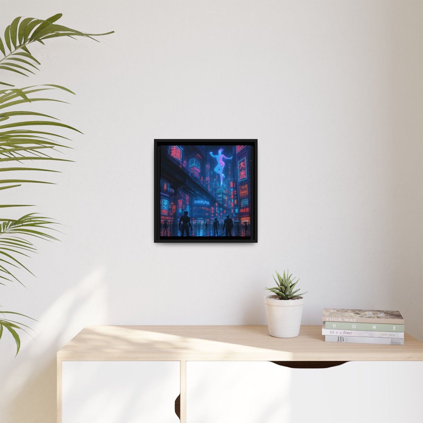 Neon Shibuya Spirit Framed Matte Canvas