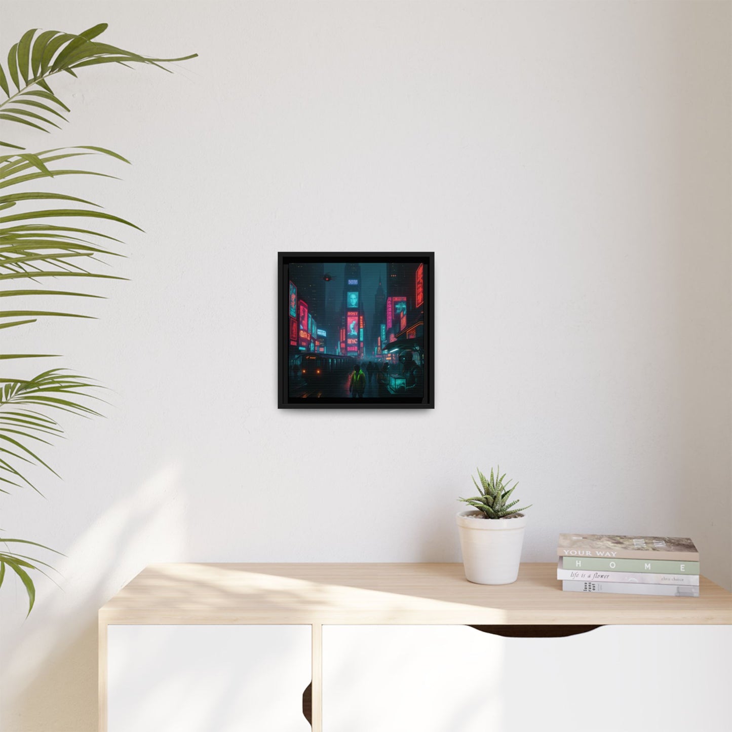Neon Times Square Nights Framed Matte Canvas