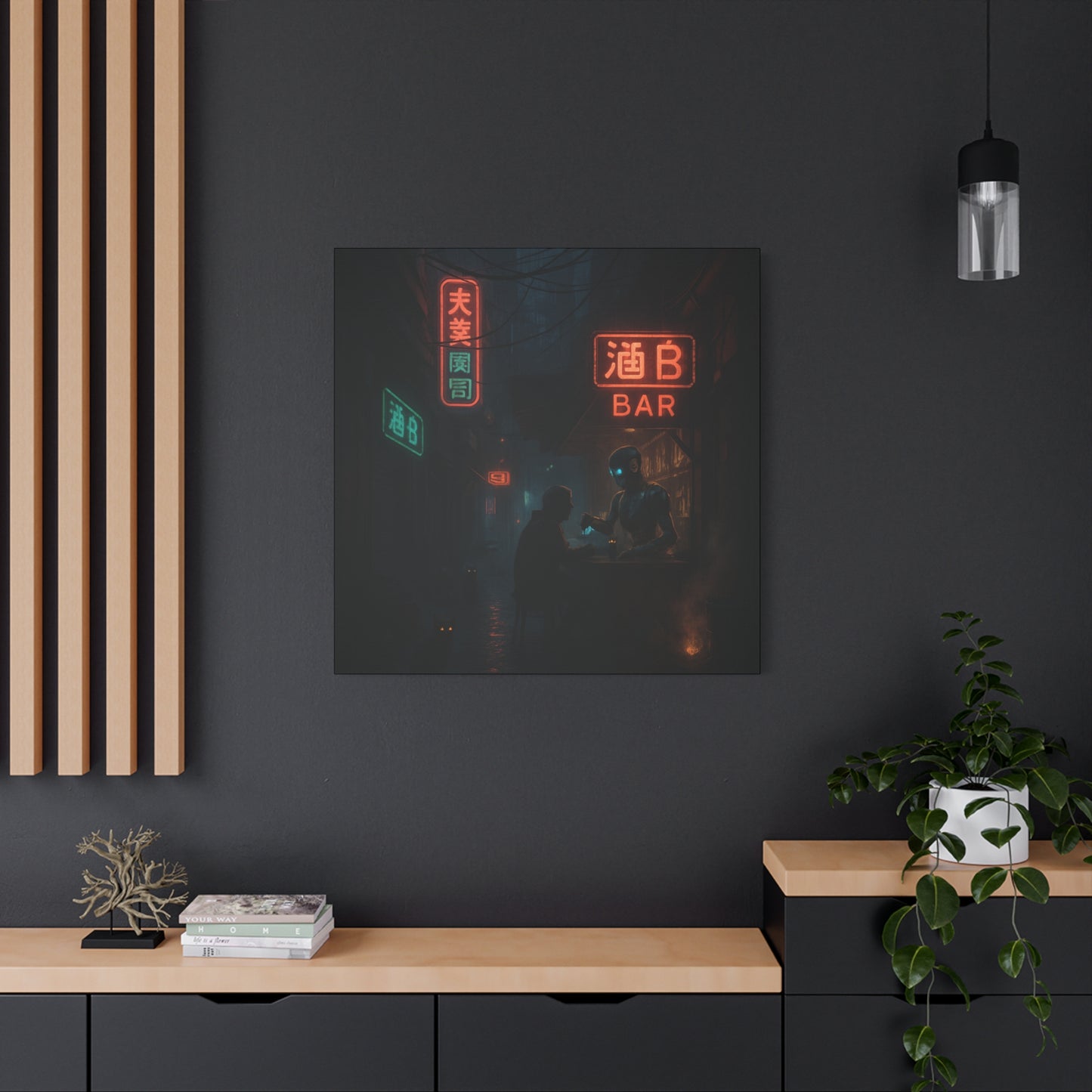 Neon Alley Bar Matte Canvas