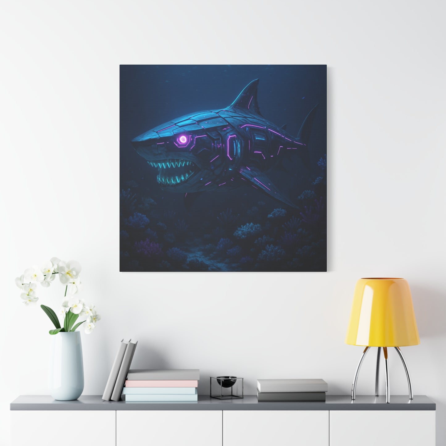 Cyber Shark Abyss Matte Canvas