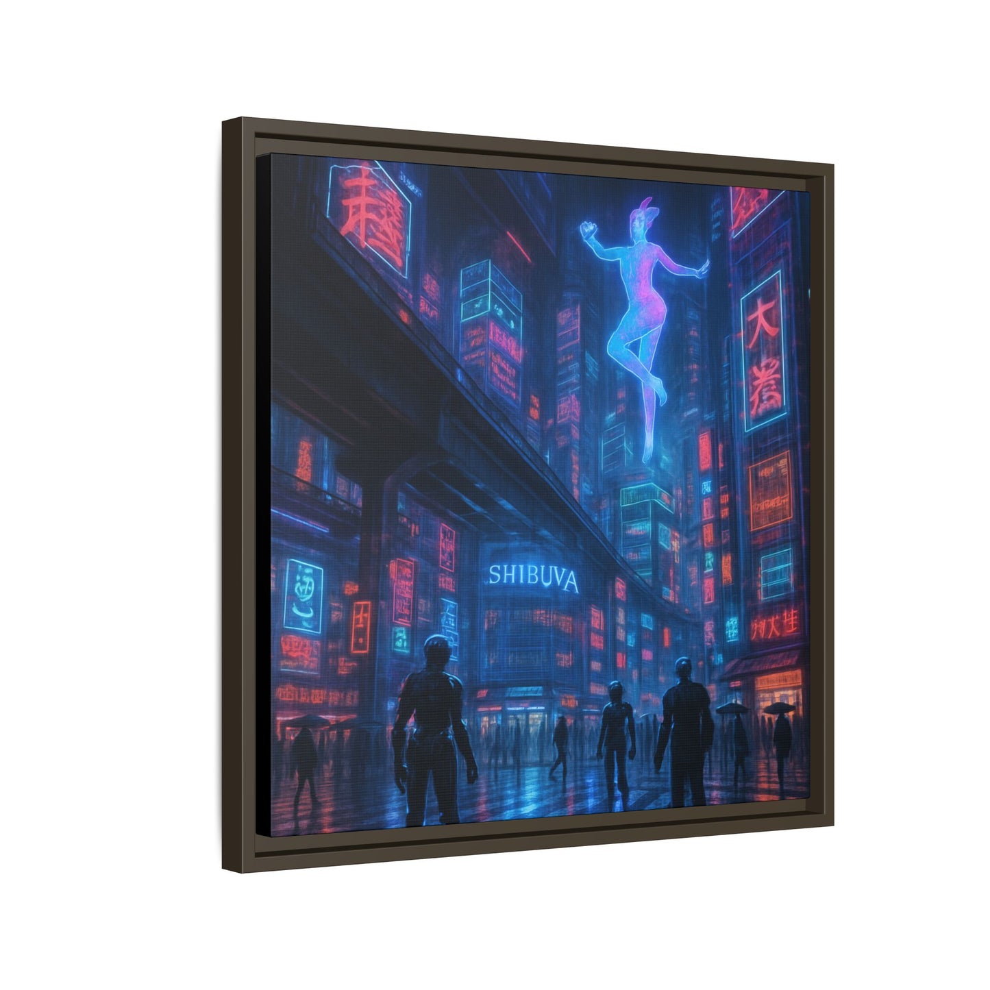 Neon Shibuya Spirit Framed Matte Canvas