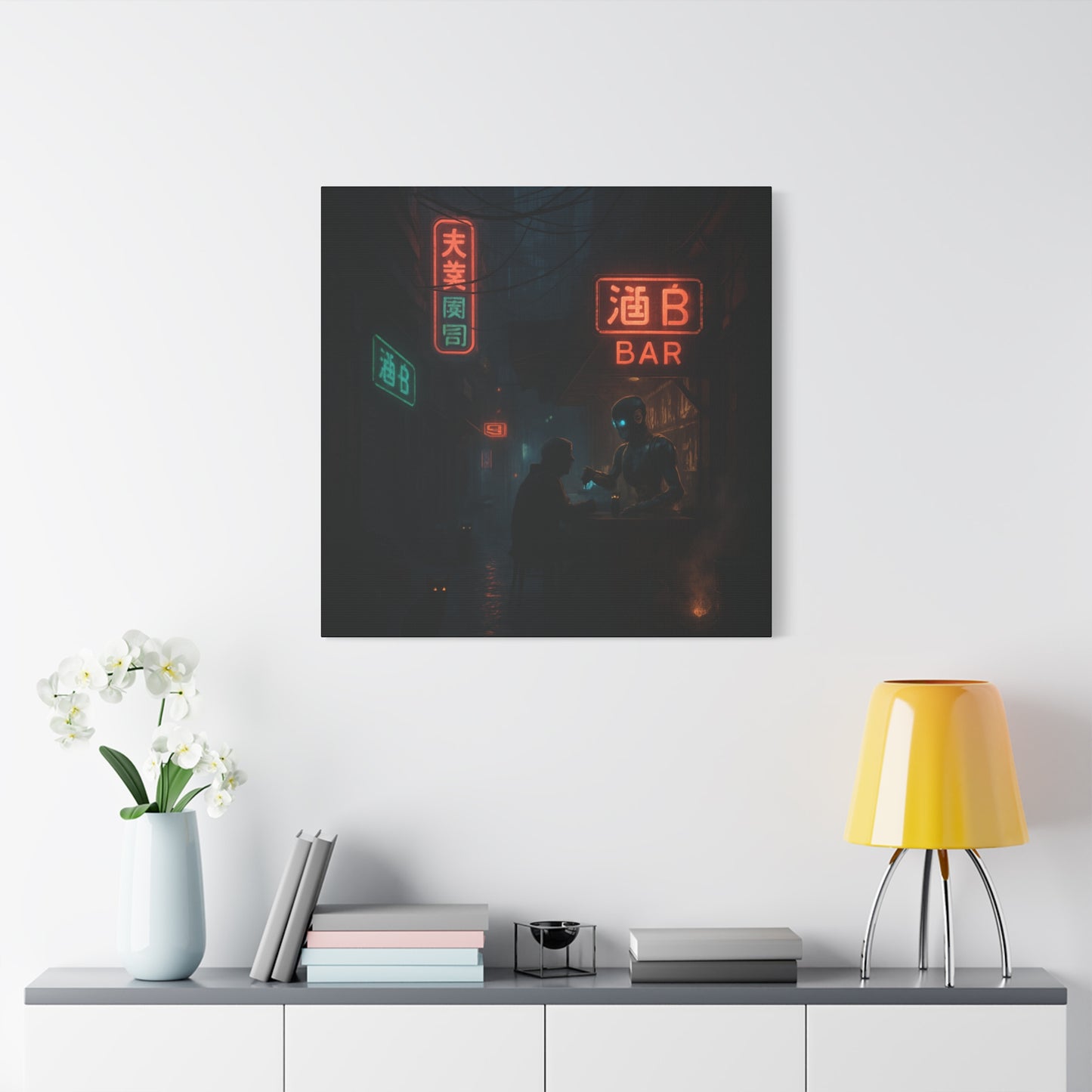 Neon Alley Bar Matte Canvas