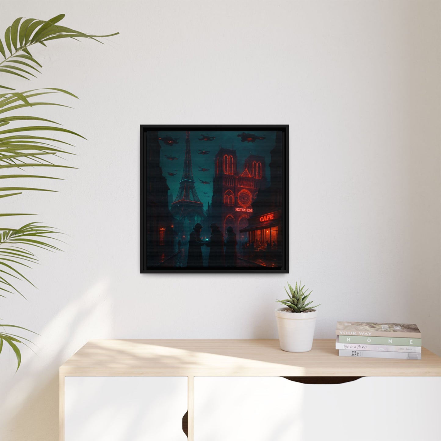 Neon Paris Dream Framed Matte Canvas