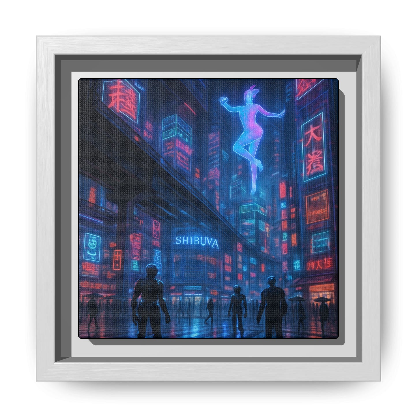 Neon Shibuya Spirit Framed Matte Canvas