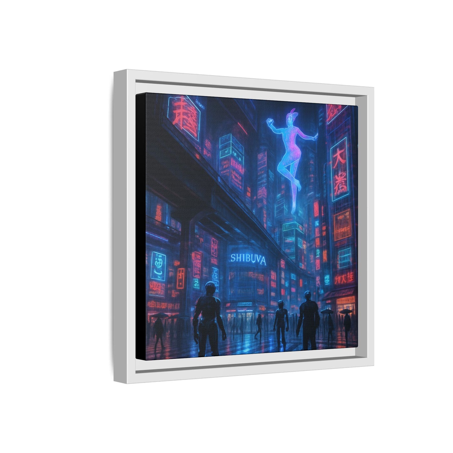 Neon Shibuya Spirit Framed Matte Canvas