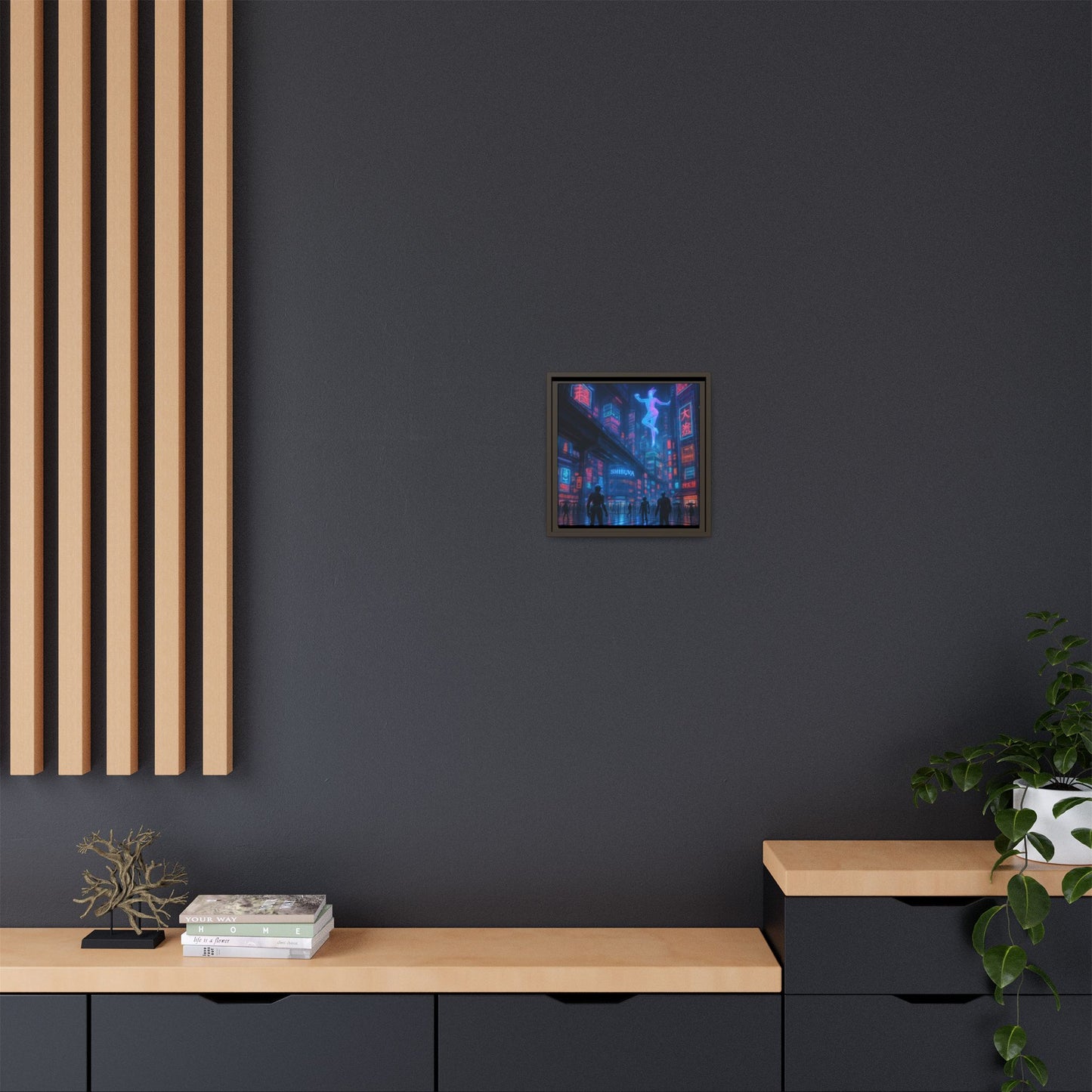 Neon Shibuya Spirit Framed Matte Canvas