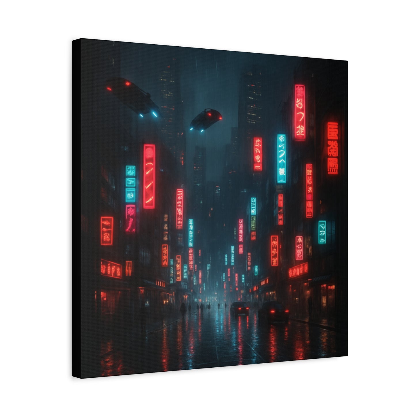 Neon City Street Matte Canvas