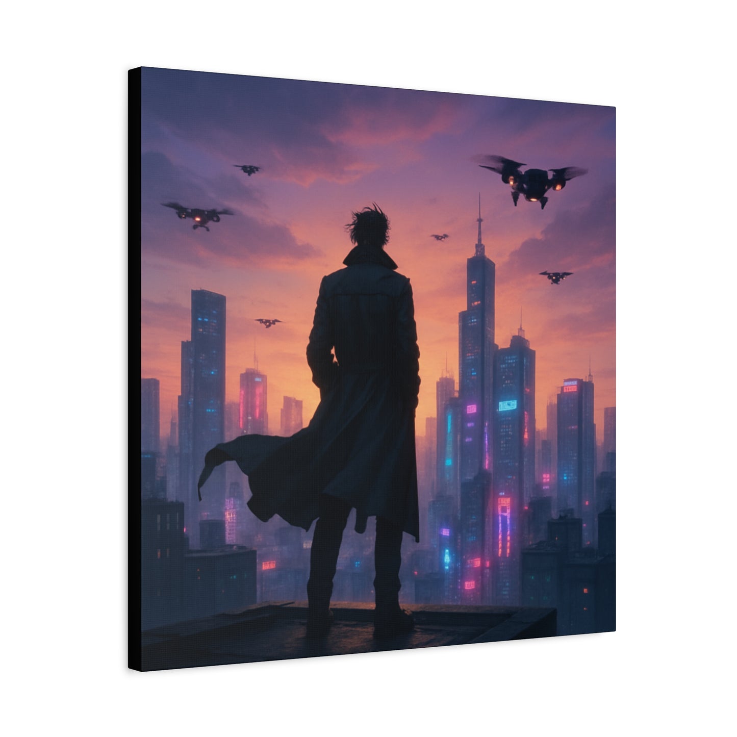Future Skyline Sentinel Matte Canvas
