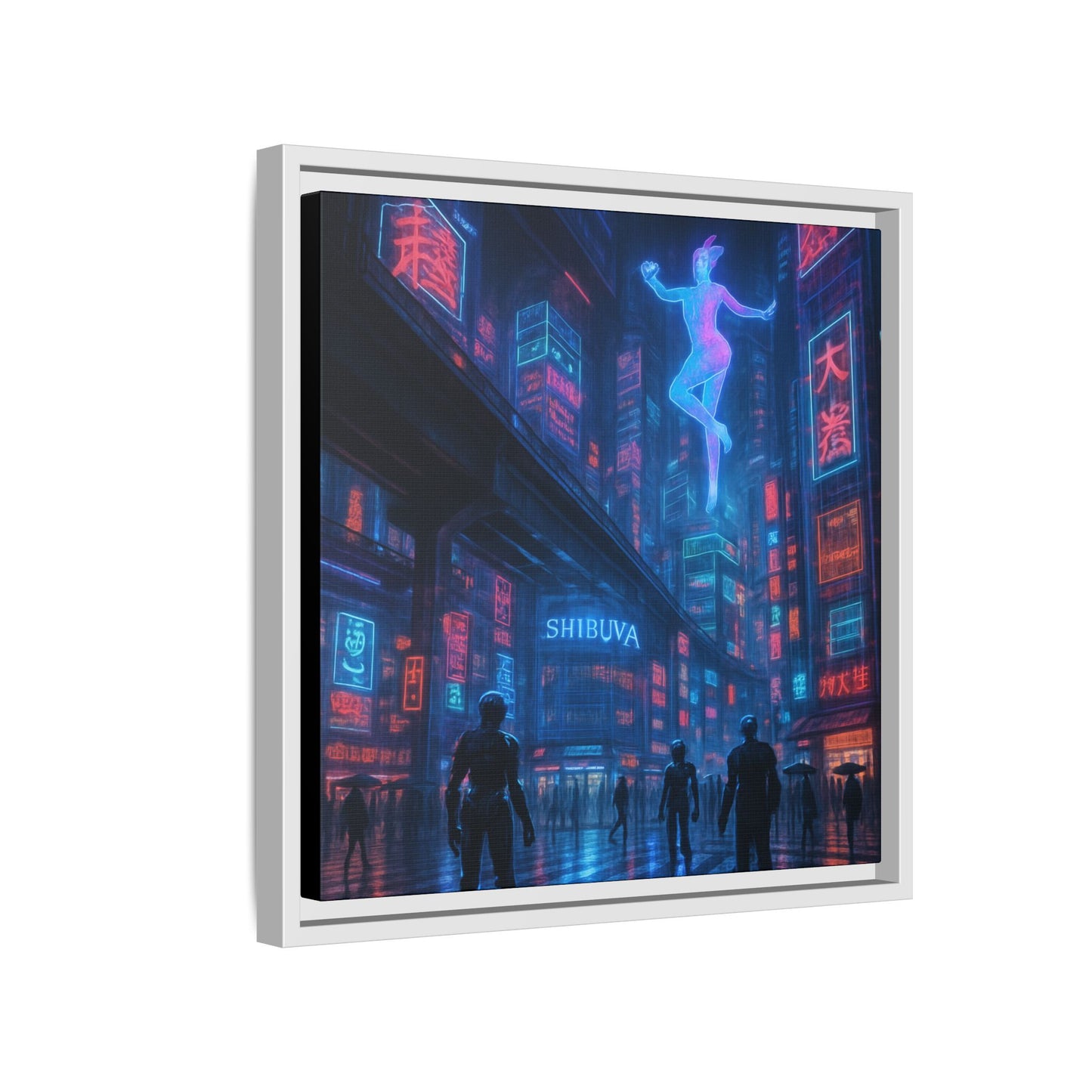 Neon Shibuya Spirit Framed Matte Canvas