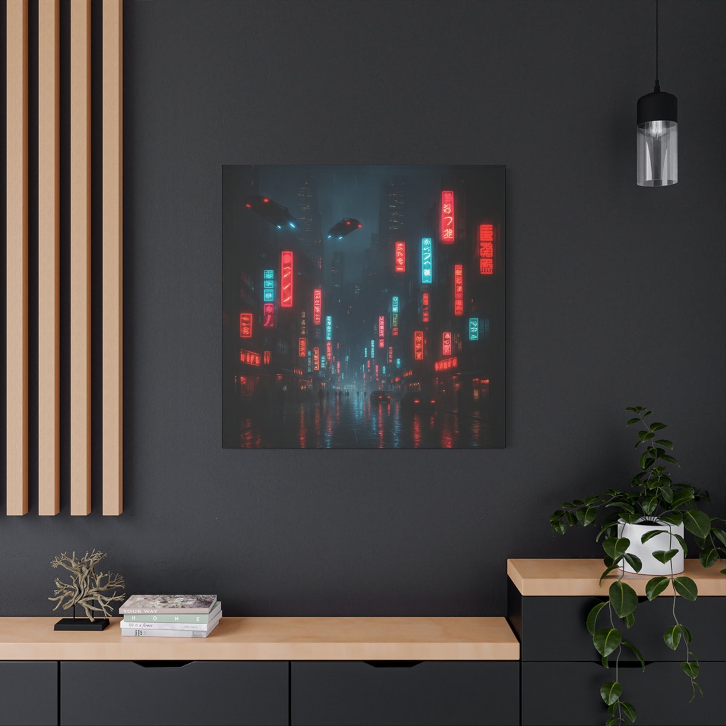 Neon City Street Matte Canvas