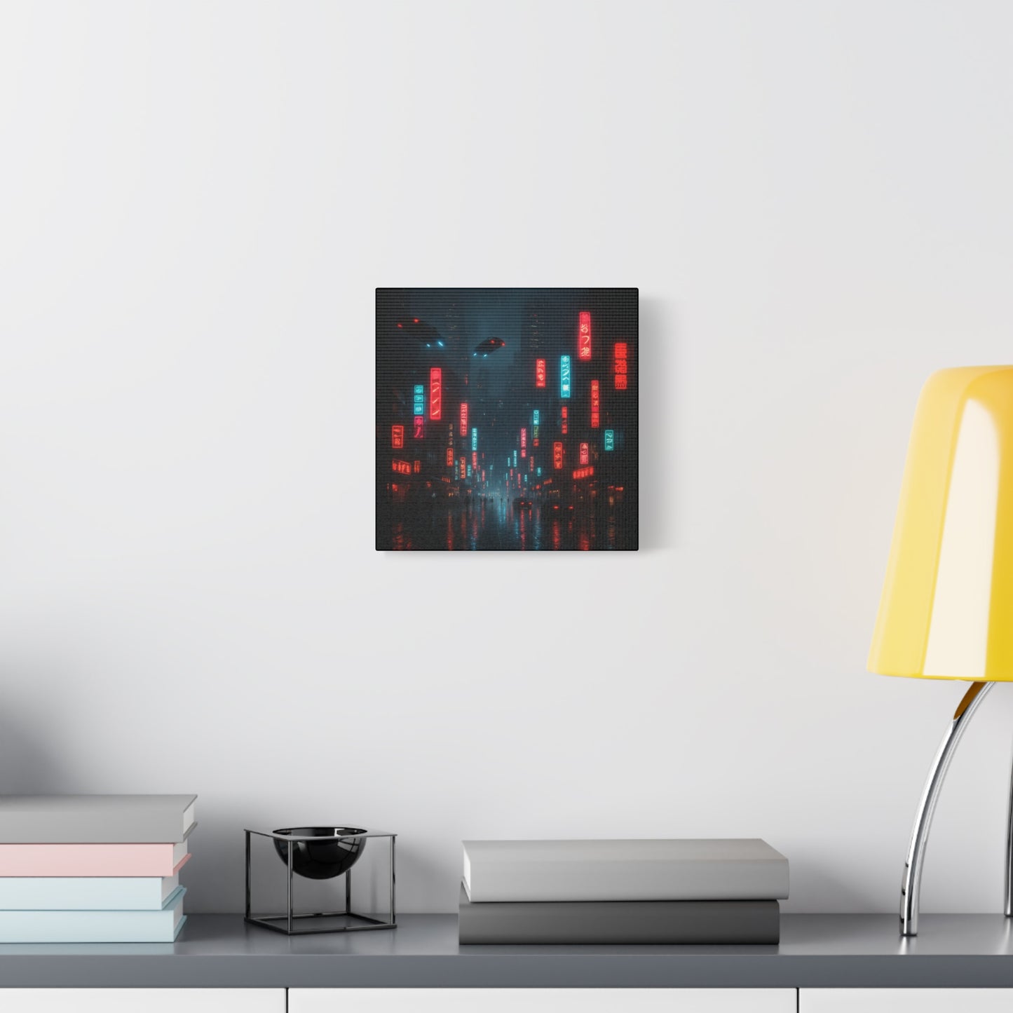 Neon City Street Matte Canvas