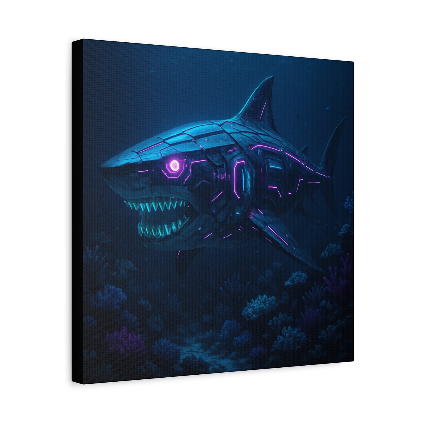 Cyber Shark Abyss Matte Canvas