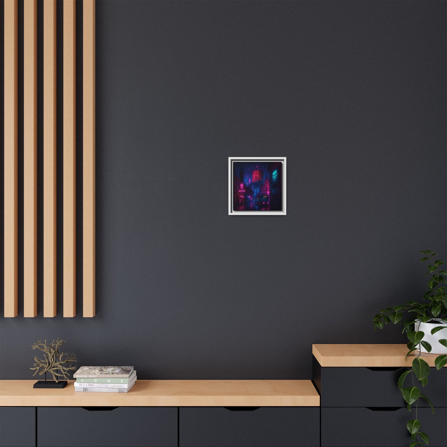 Night City Vilnius Framed Matte Canvas