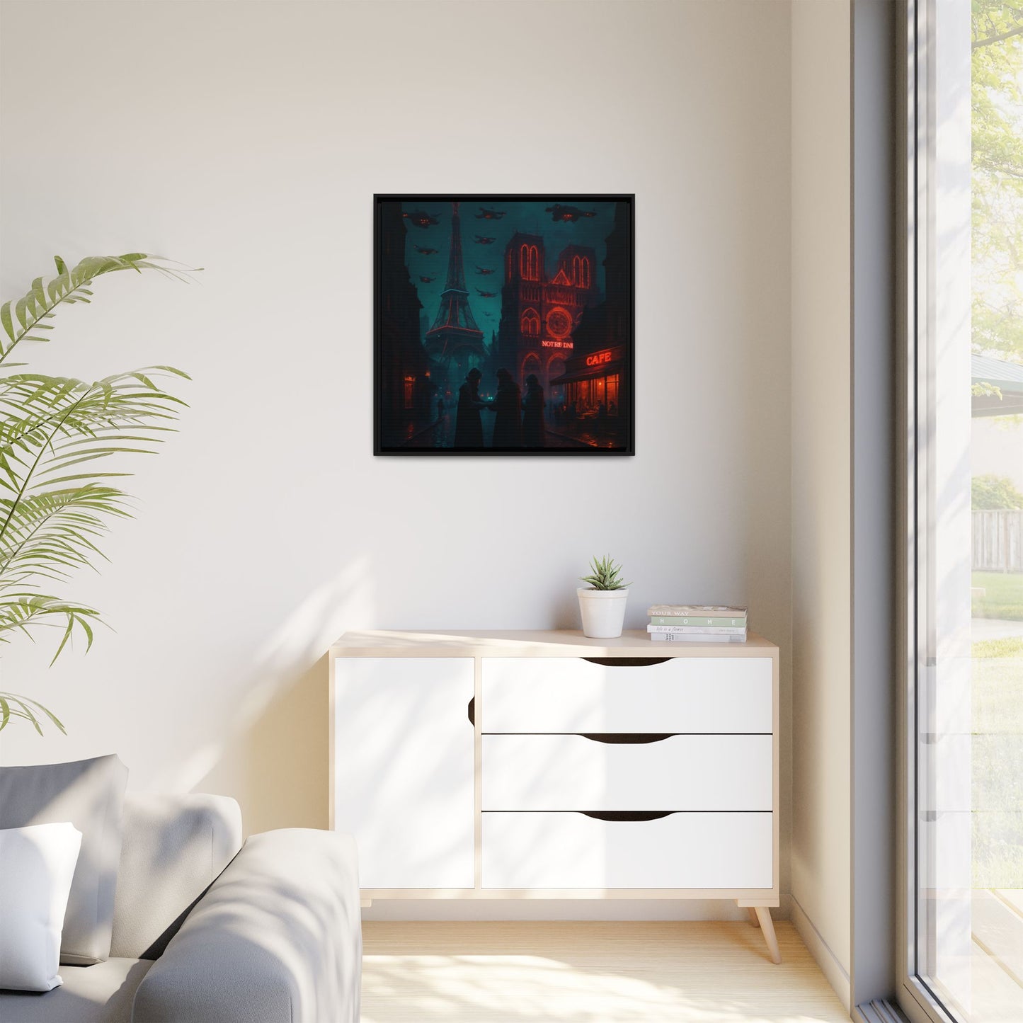 Neon Paris Dream Framed Matte Canvas