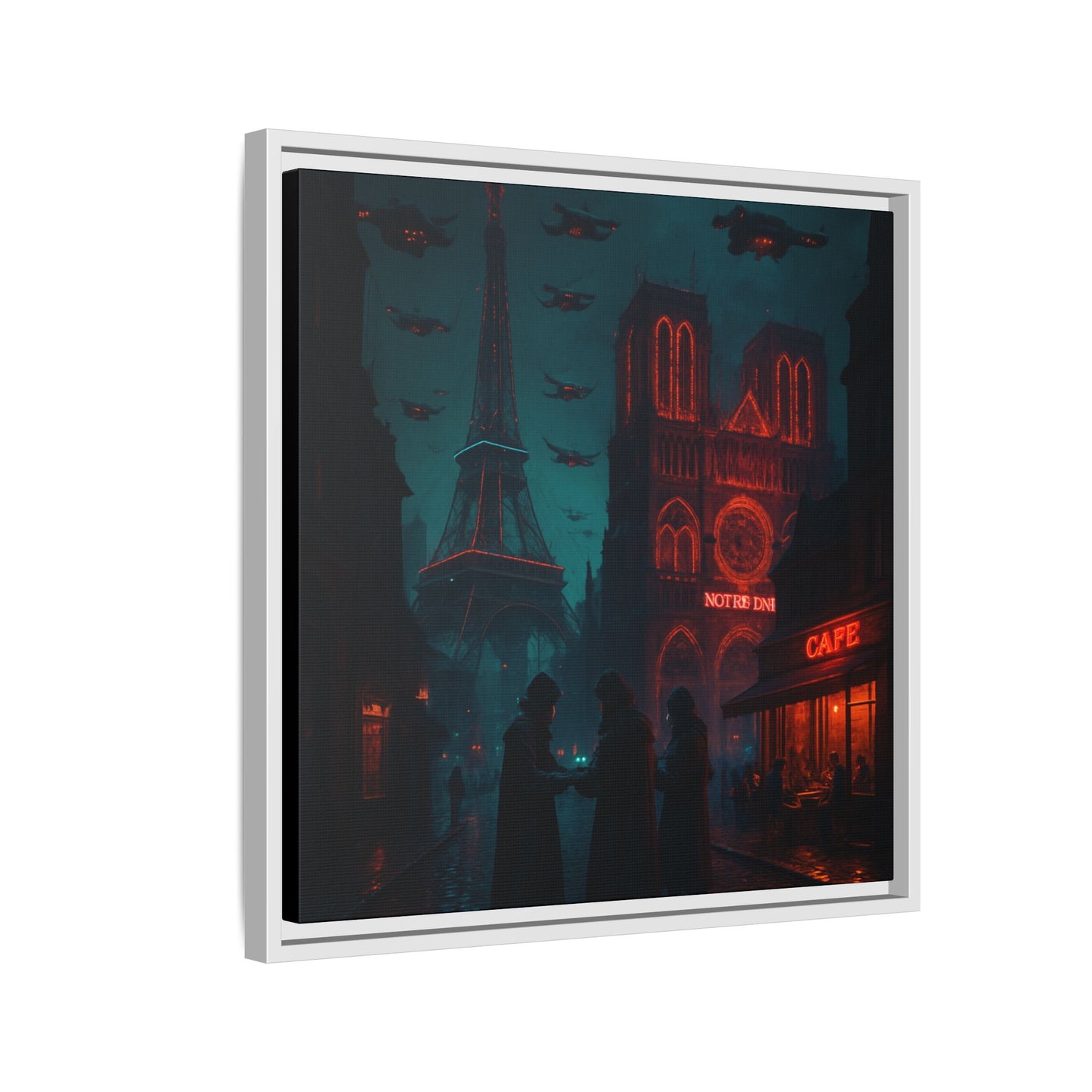Neon Paris Dream Framed Matte Canvas
