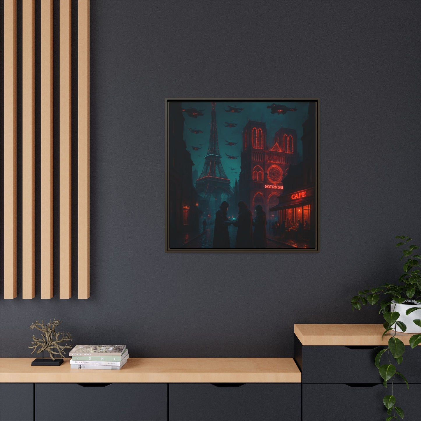 Neon Paris Dream Framed Matte Canvas