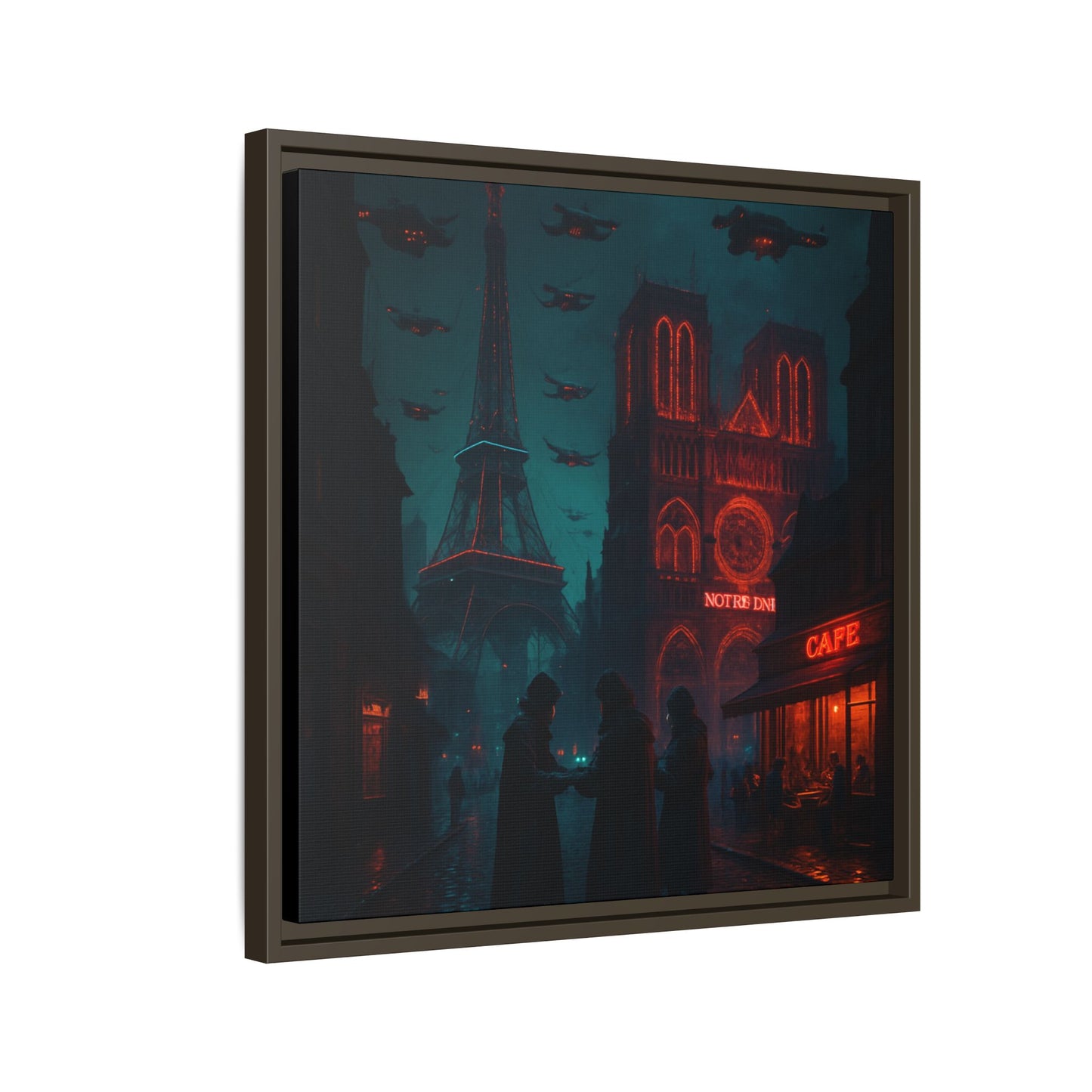 Neon Paris Dream Framed Matte Canvas