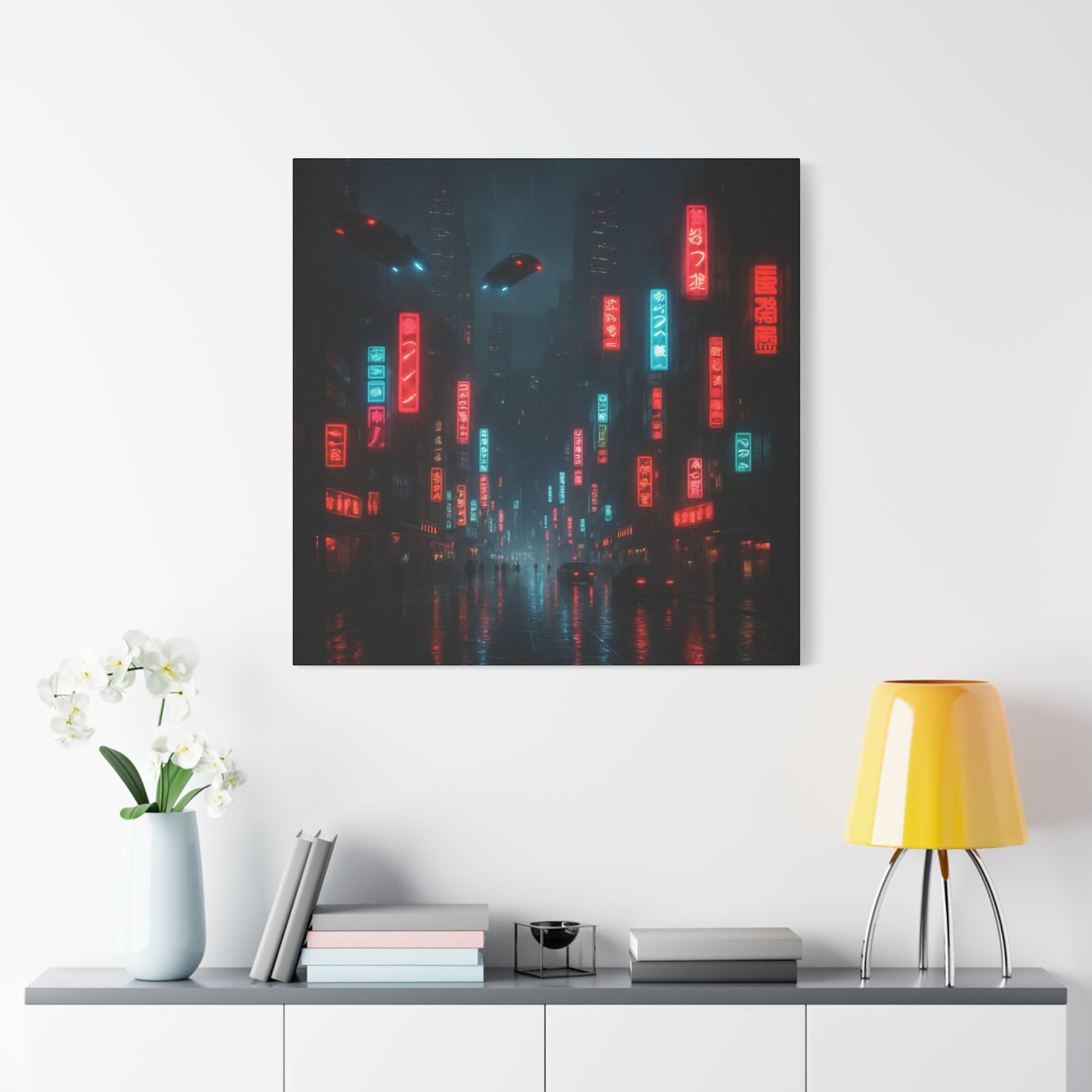 Neon City Street Matte Canvas