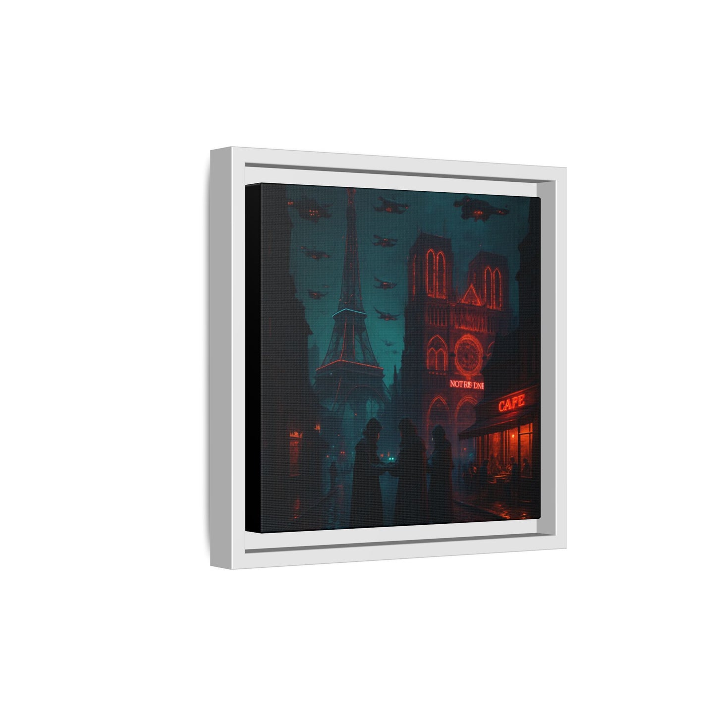 Neon Paris Dream Framed Matte Canvas
