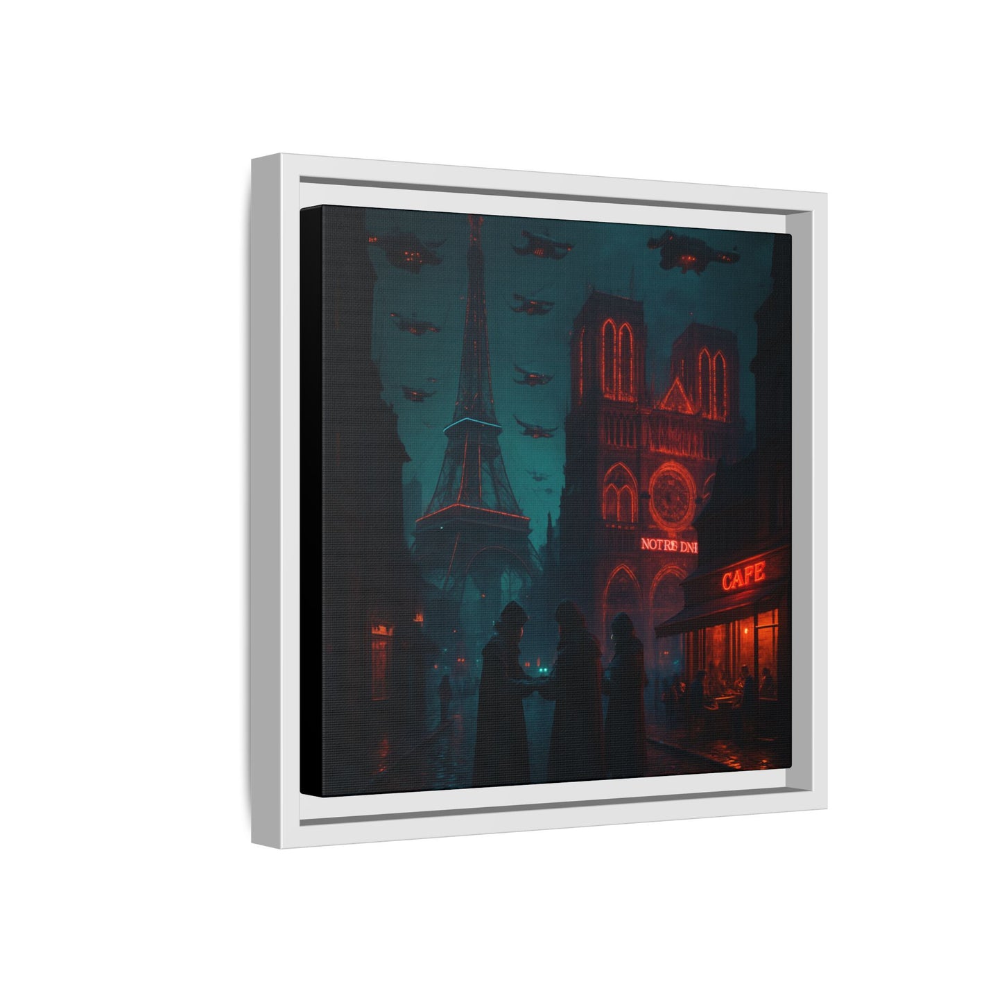 Neon Paris Dream Framed Matte Canvas