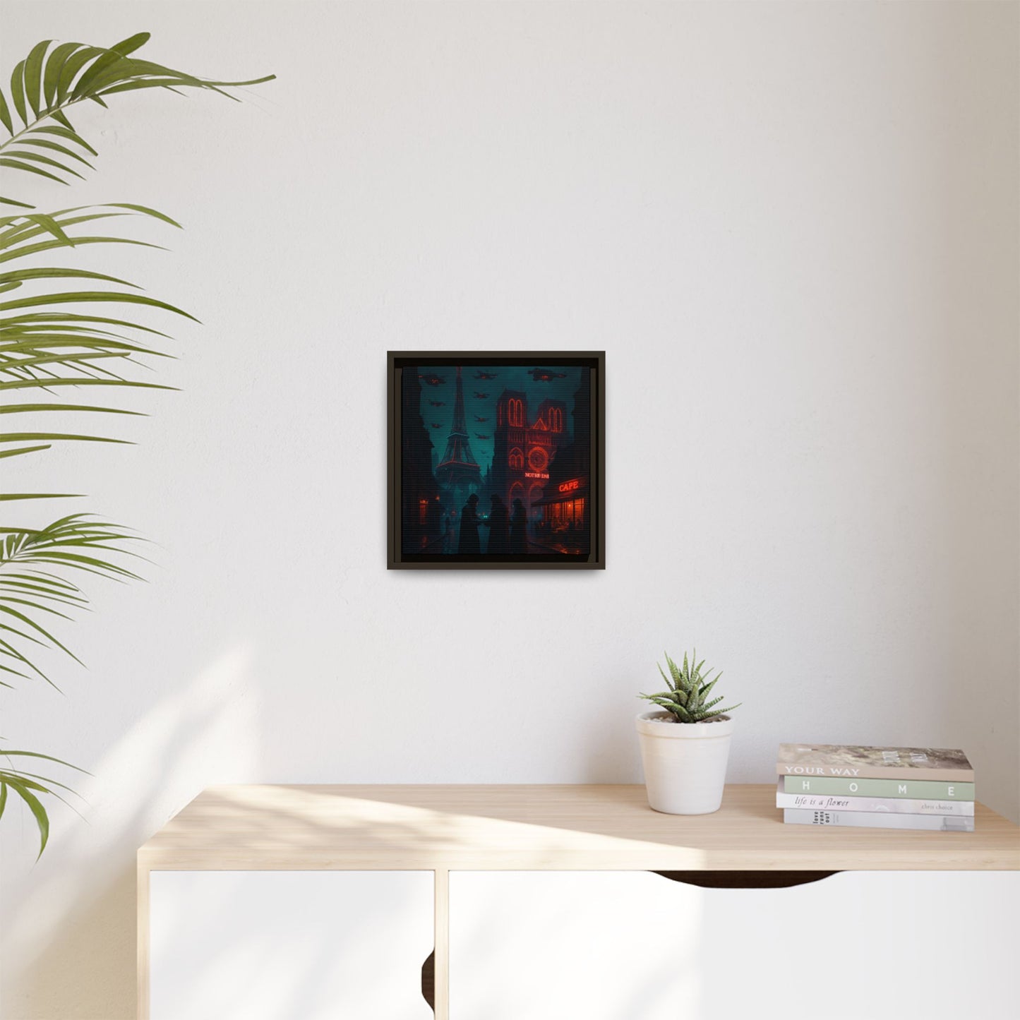Neon Paris Dream Framed Matte Canvas