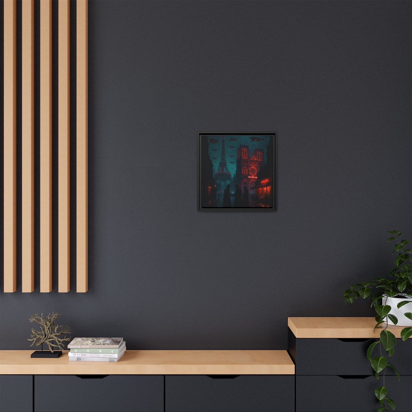 Neon Paris Dream Framed Matte Canvas