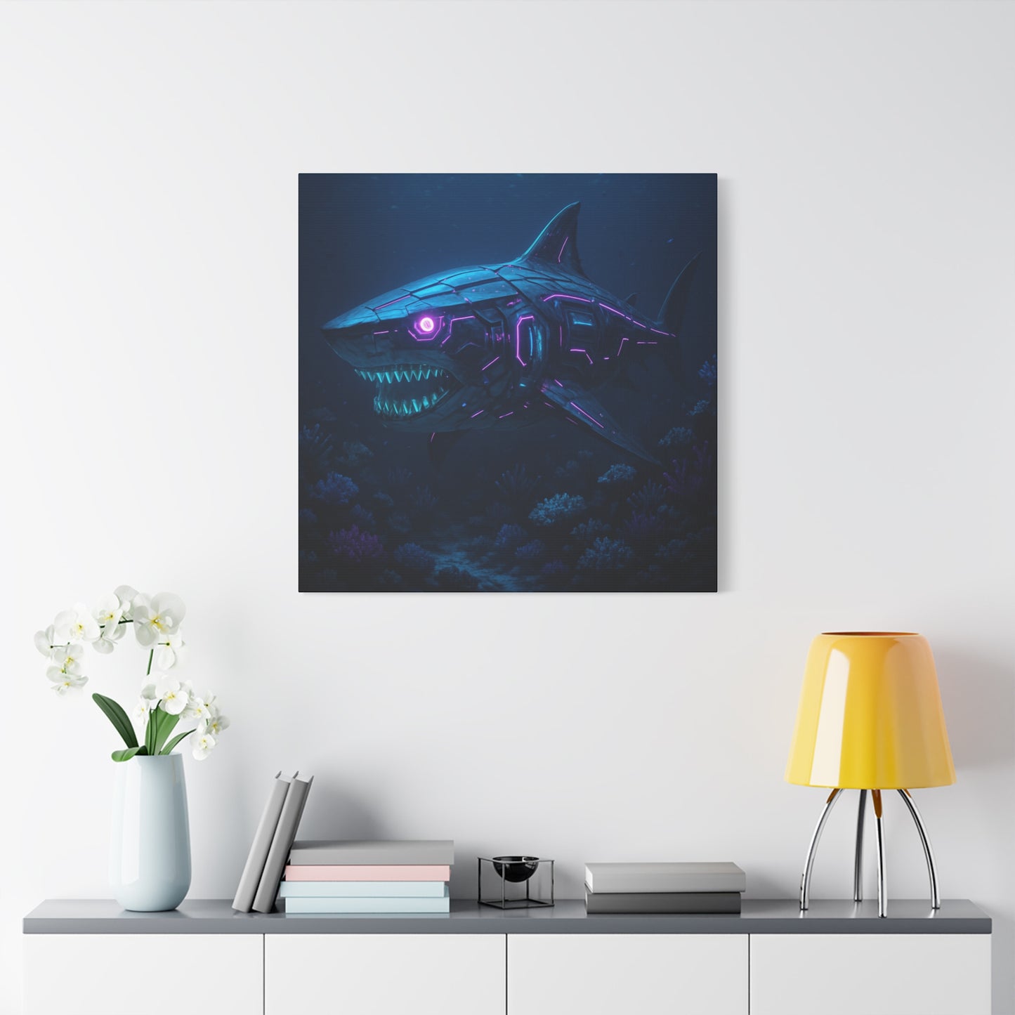 Cyber Shark Abyss Matte Canvas