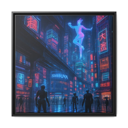 Neon Shibuya Spirit Framed Matte Canvas