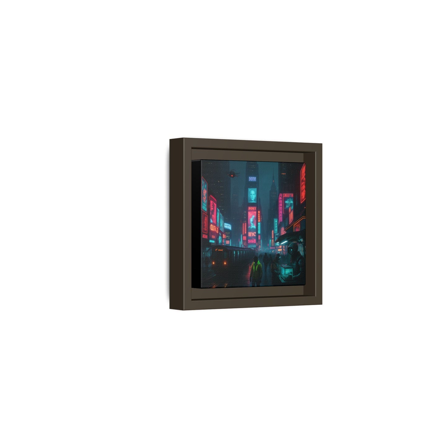 Neon Times Square Nights Framed Matte Canvas