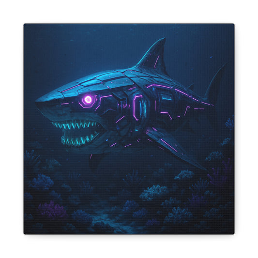 Cyber Shark Abyss Matte Canvas