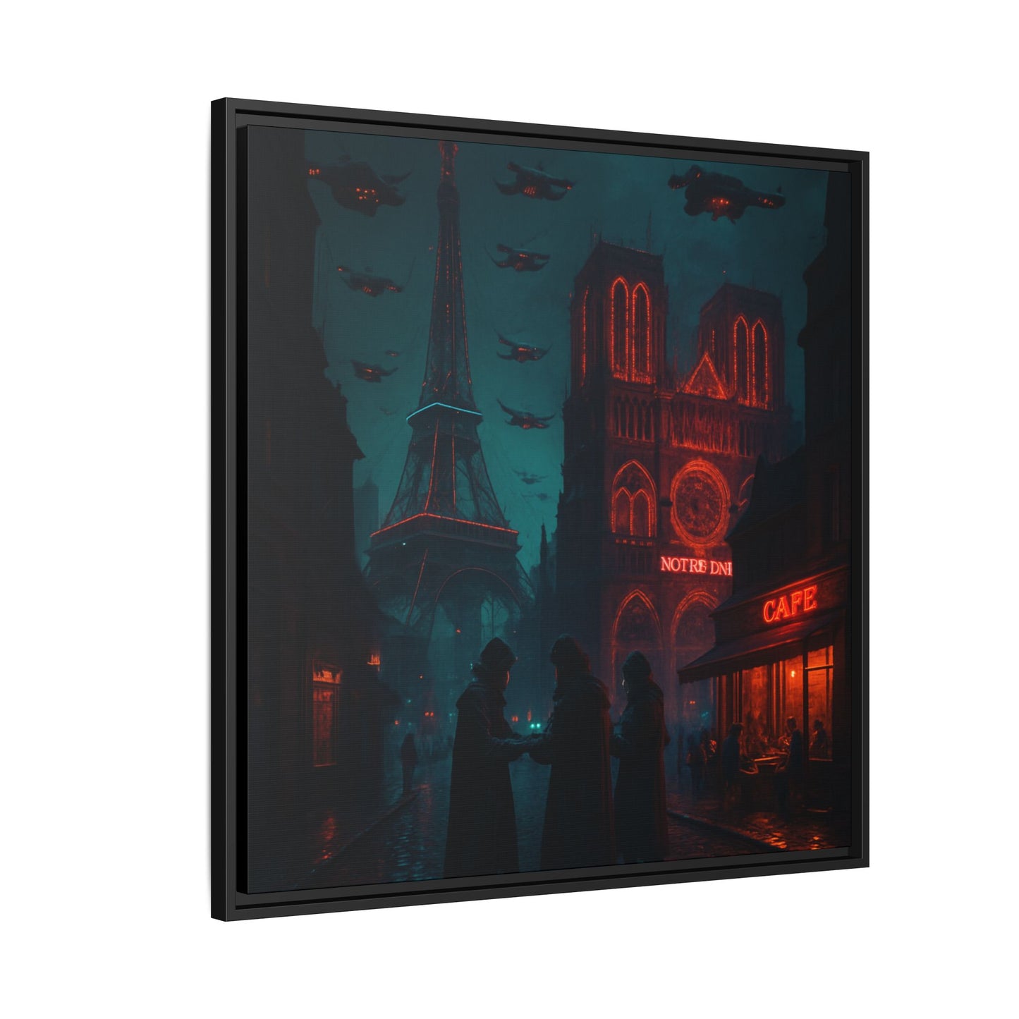 Neon Paris Dream Framed Matte Canvas