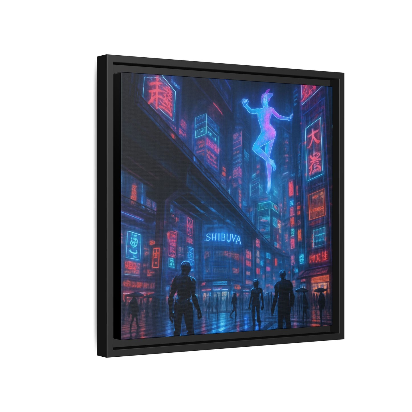 Neon Shibuya Spirit Framed Matte Canvas