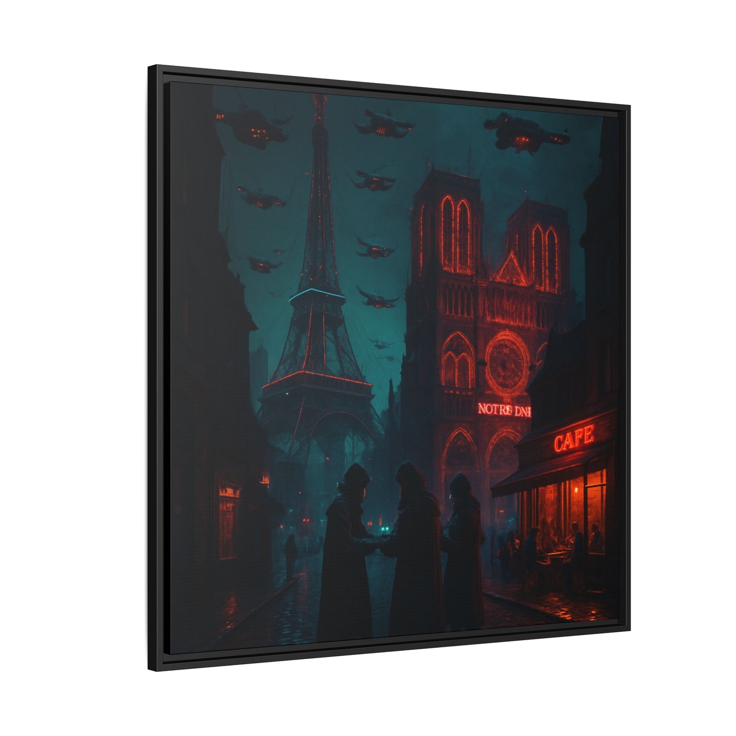 Neon Paris Dream Framed Matte Canvas