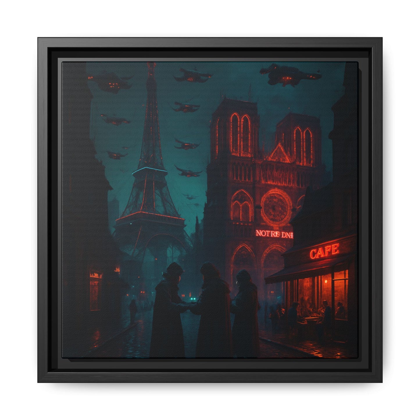 Neon Paris Dream Framed Matte Canvas
