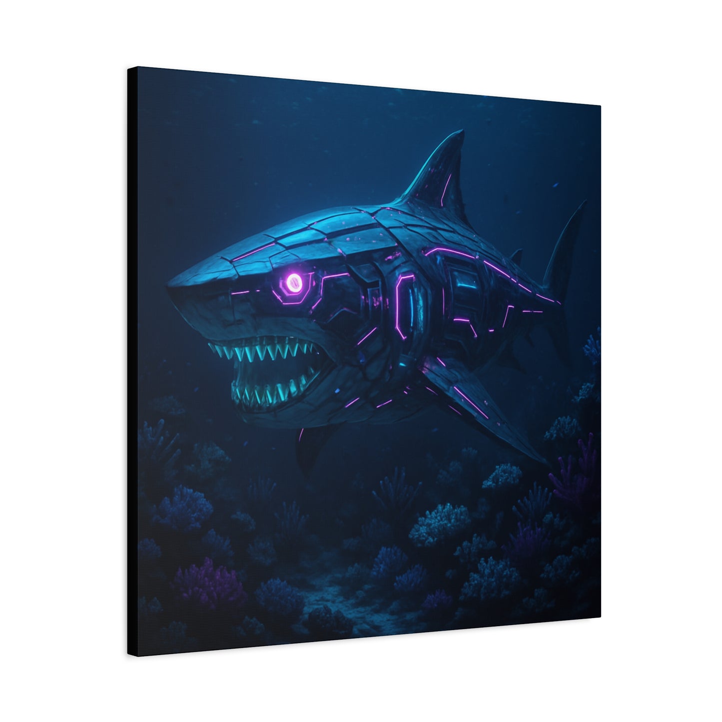 Cyber Shark Abyss Matte Canvas