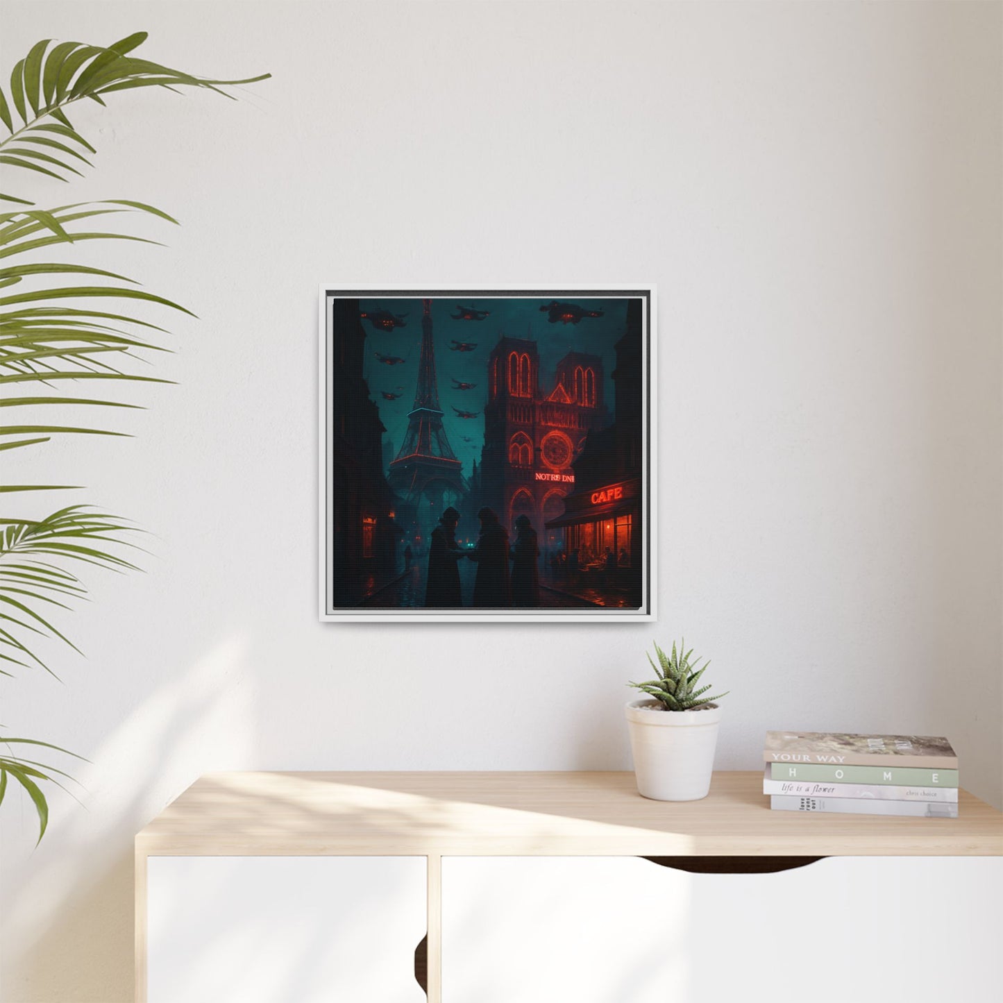 Neon Paris Dream Framed Matte Canvas