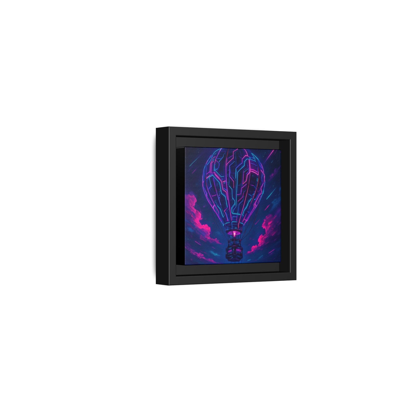 Neon Circuit Balloon Framed Matte Canvas