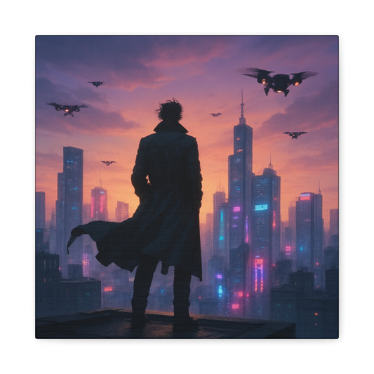 Future Skyline Sentinel Matte Canvas
